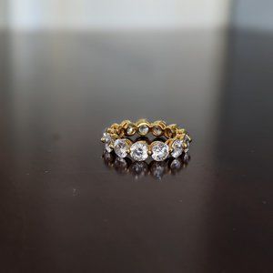 18k Gold Plated Sterling Silver Simulated Diamond Eternity Ring - Size 6